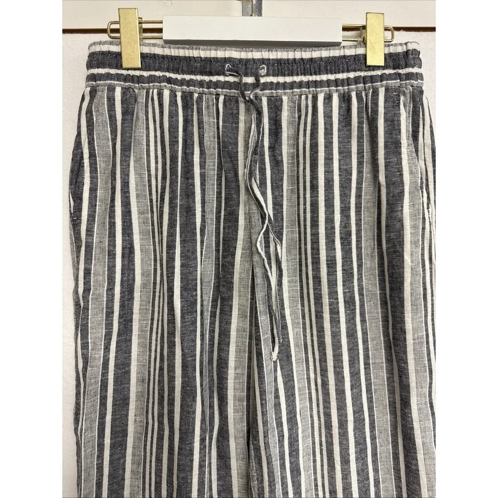 BANANA REPUBLIC Factory Wide Leg High Rise Drawstring Striped Cropped PANTS SP